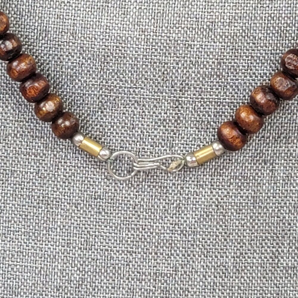 Vintage Purple Lucite Necklace Graduated Round Disc Wood Beads Bundle of Two - Picture 4 of 15